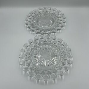 Vintage Fostoria American Cubist Clear 8.5” Salad Plates Set of 2